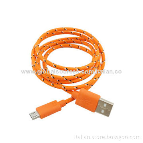 Hot selling USB 2.0 Braided Micro Data Charging Cable for Cellphone